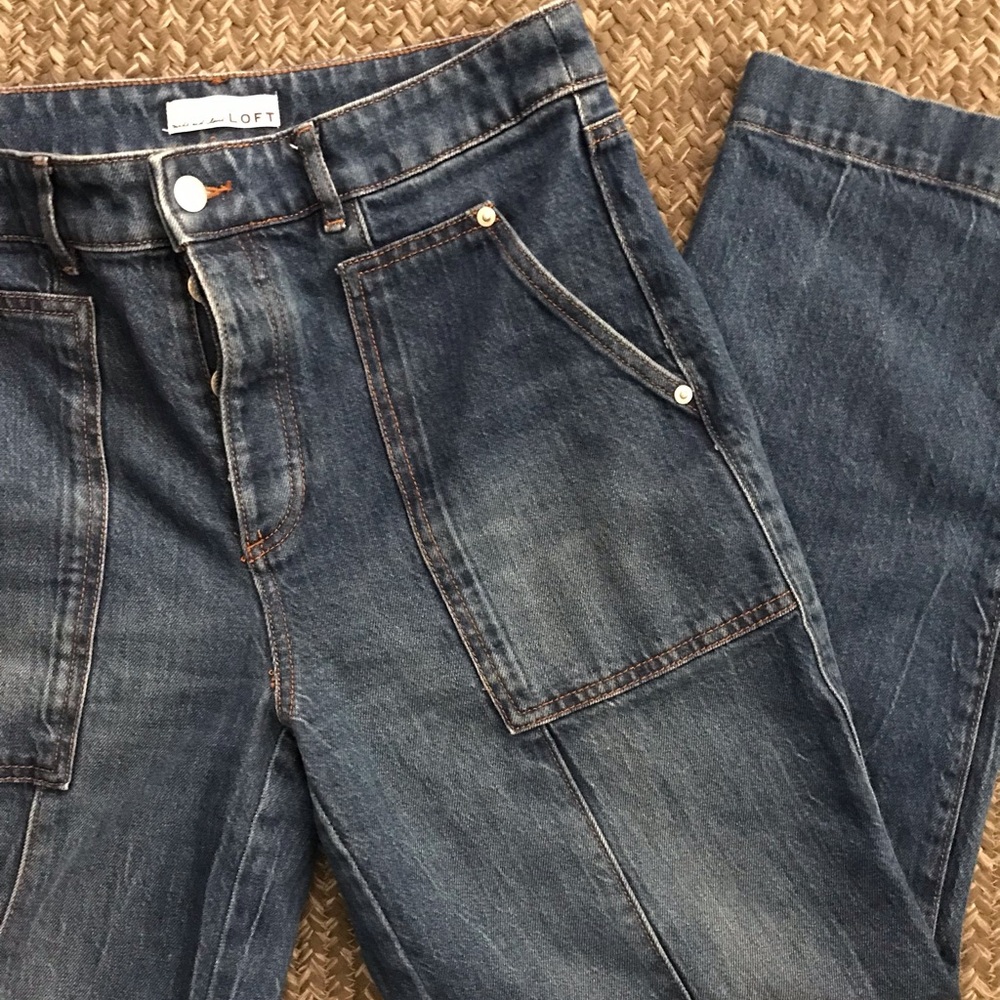 LOFT Women's Dark Blue Patch Pocket Jeans 28/6